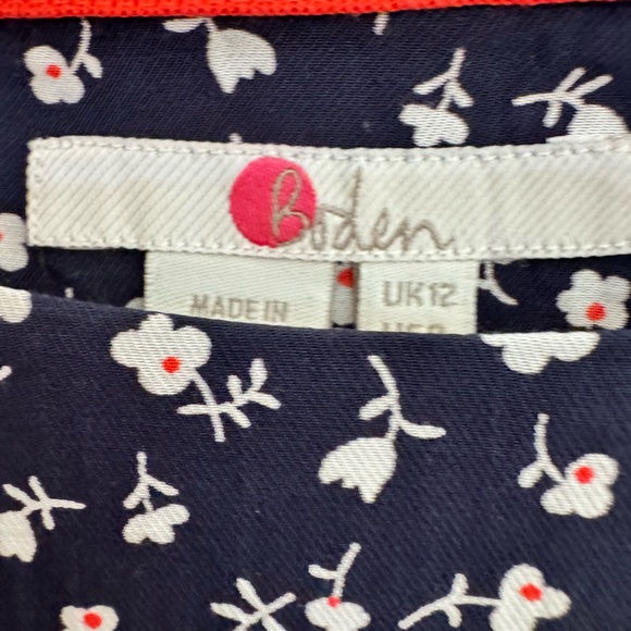 BODEN Floral Blouse Top Size 8 SLIPOVER STYLE Slightly flare sleeves Bac… - Picture 7 of 7
